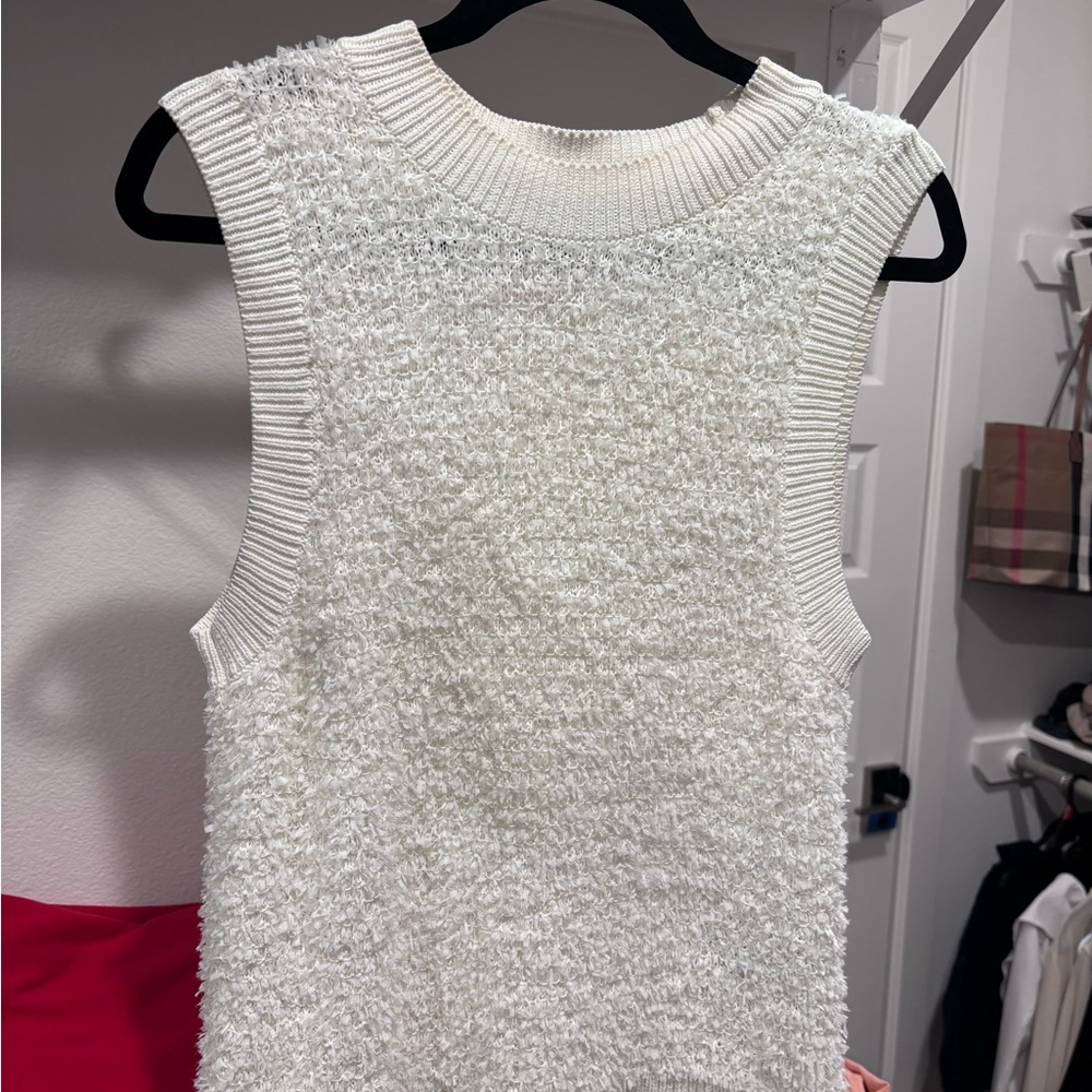 Club Monaco Textured White Knit Top